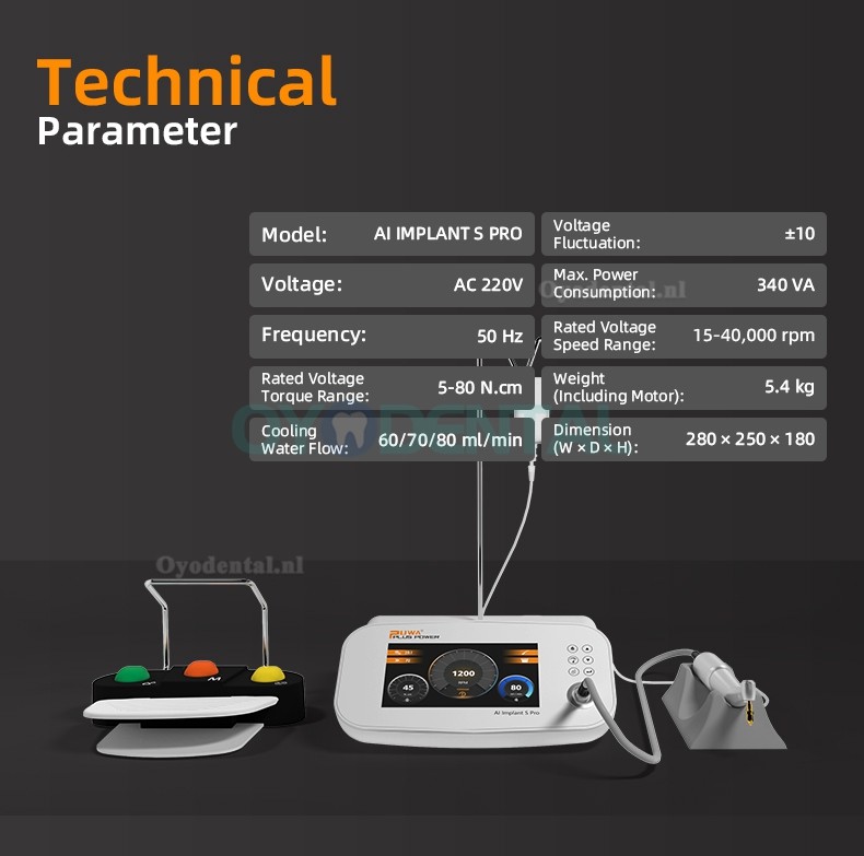 Pluspower®Ai-S-Pro Implantaatchirurgiemachine Borstelloze motormachine met 20:1 hoekstuk